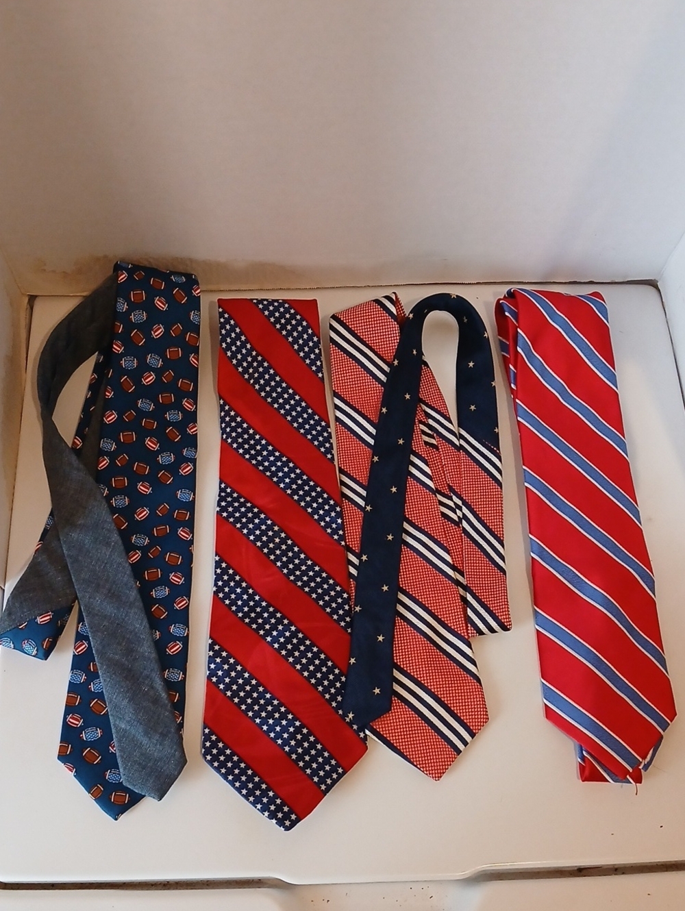 Men's Red and Navy Assorted Pattern Ties - Classic Patriotic Styles